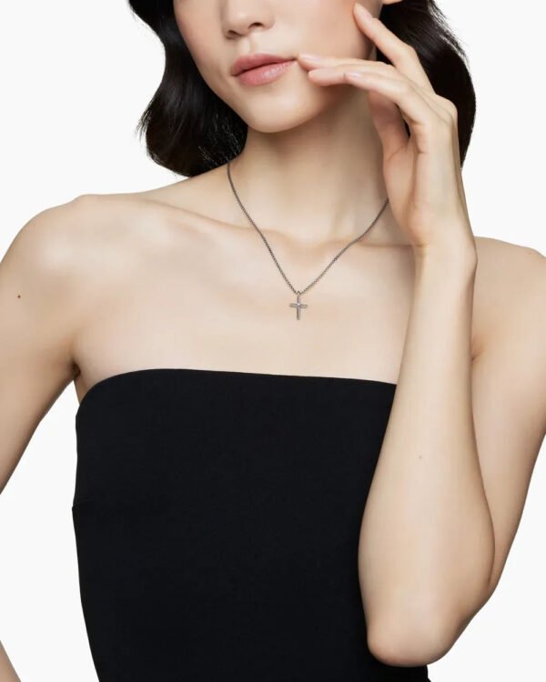 7C5F2AC5-53FD-6985-DBF6-036D16148BD6.jpg Classic Cable Cross Necklace Sterling Silver with Center Diamond