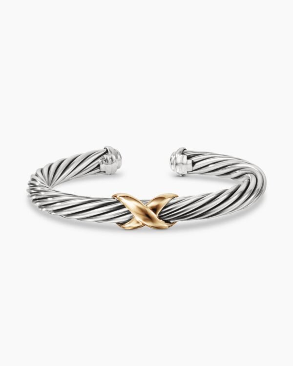 7C67373E-C58D-6AC7-3E0A-5991BE39EA90.jpg X Classic Cable Station Bracelet Sterling Silver with 14K Yellow Gold, 7mm