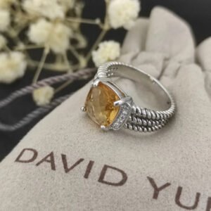 Petite Wheaton&reg; Ring Sterling Silver with Citrine and Diamonds, 10mm