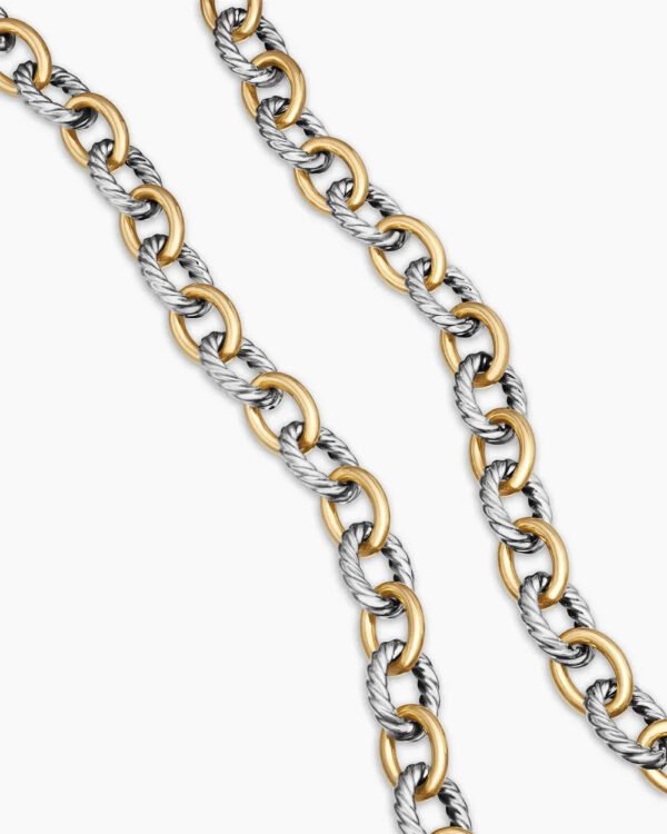 7CC34010-755B-A751-B6CE-ADE247850D4C.jpg Oval Link Chain Necklace Sterling Silver with 18K Yellow Gold, 16mm