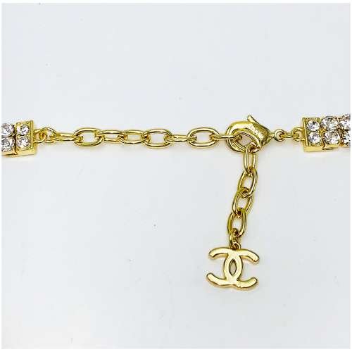 7CCE1A92-00CA-D3BB-3CD1-10A6B584B5D9.jpg Authentic Heavy Gilt Necklace CC Logo set with Seed Pearls and Crystals