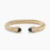 Classic Cablespira&reg; Bracelet 18K Yellow Gold with Black Onyx and Diamonds, 7mm