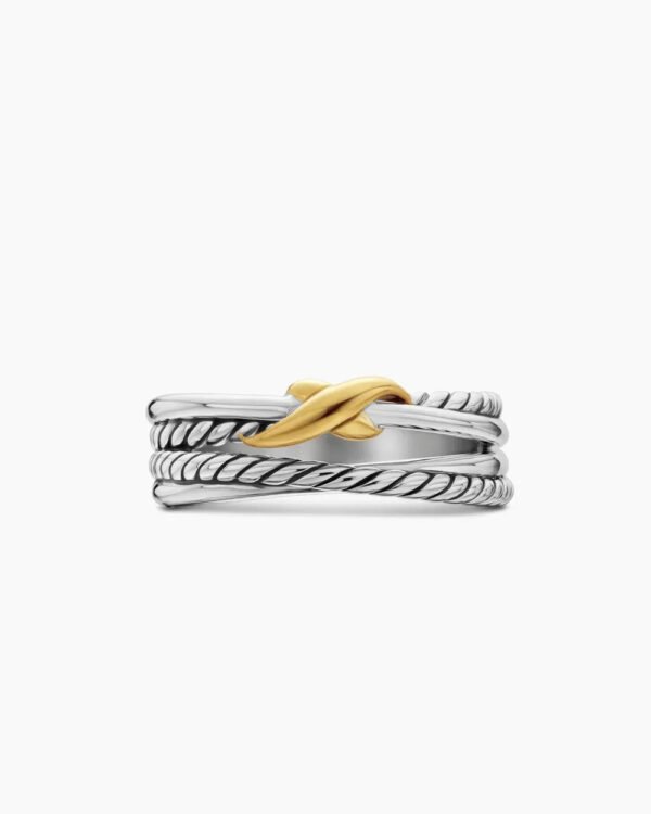 7CF9CA49-4140-27C8-5201-879C51034370.jpg X Crossover Band Ring Sterling Silver with 18K Yellow Gold - 6