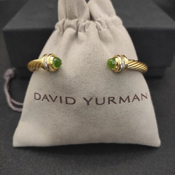 Classic Cablespira&reg; Bracelet 18K Yellow Gold with Peridot and Diamonds, 5mm