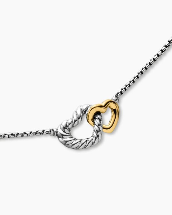 7D6C14EE-8E41-BAF5-5147-3A72A09ACDF2.jpg Cable Collectibles® Interlocking Heart Necklace Sterling Silver with 18K Yellow Gold