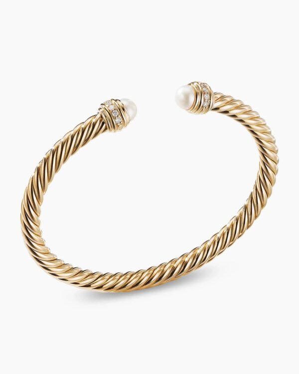 7DF36C20-E35D-FC1D-A597-5CA155ED1196.jpg Classic Cablespira® Bracelet 18K Yellow Gold with Pearls and Diamonds, 5mm