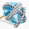7DF9BCA6-06E9-ADD4-C4E6-D3B250D79B29.jpg Cable Wrap Stud Earrings Sterling Silver with Blue Topaz and Diamonds, 11mm