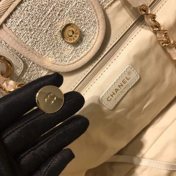 Chanel Deauville Tote Tweed Canvas Bag Fall/Winter Collection, Beige/Cream/Gold/Multi For Women 15in/38cm