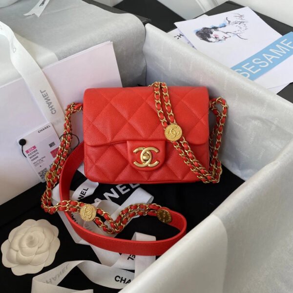 Chanel Mini Flap Bag With Top Handle Gold Hardware Red For Women, Women&rsquo;s Handbags, Shoulder Bags 7.9in/20cm AS2431