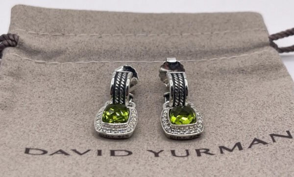 Albion&reg; Drop Earrings Sterling Silver with Green Onyx and Diamonds