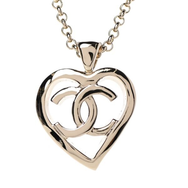 Double C Heart Chain Pendant Necklace Gold