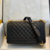 Chanel Boy Chanel Chain Shoulder Bag A67086 Caviar Skin Black Used Women Shw