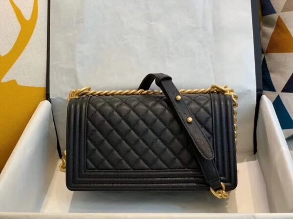Chanel Boy Chanel Chain Shoulder Bag A67086 Caviar Skin Black Used Women Shw