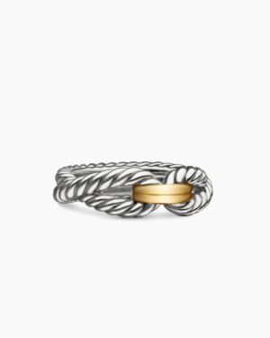 7F460951-3492-9890-B5EC-5E83CBF91B8E.jpg Cable Loop Band Ring Sterling Silver with 18K Yellow Gold - 6