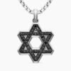 Pav&eacute; Star of David Pendant Sterling Silver with Black Diamonds