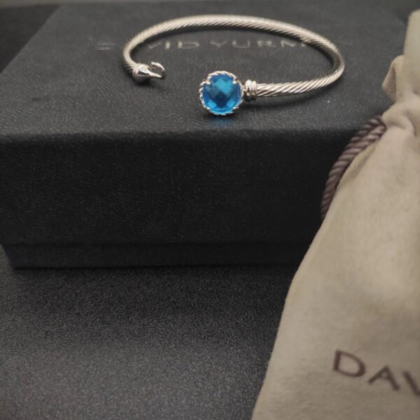 Petite Chatelaine&reg; Bracelet Sterling Silver with Blue Topaz, 3mm - 17 CM