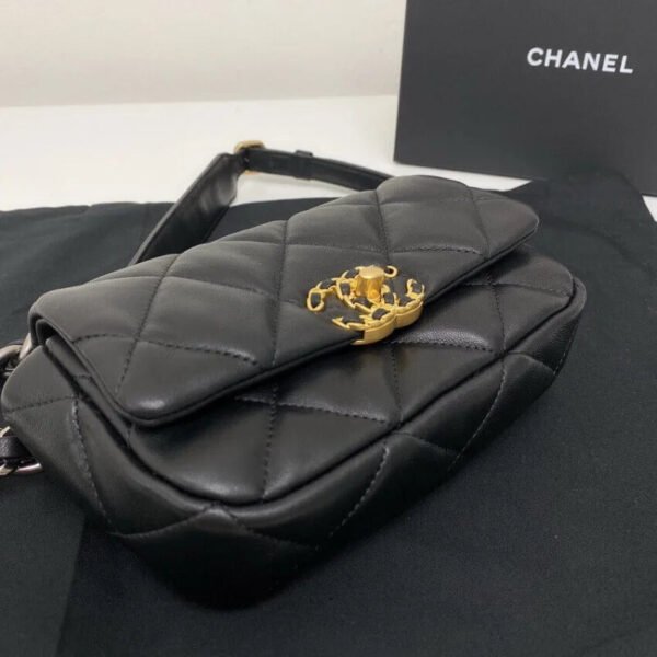 Chanel Lambskin Quilted Chanel 19 Waist Bag As1163 Black