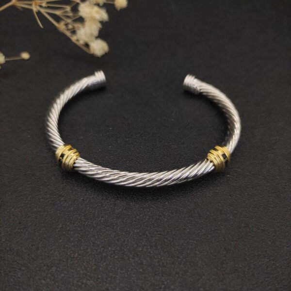 David Yurman 5mm 18k Gold and Sterling Silver Diamond Station Cable Bracelet