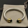 Classic Cablespira&reg; Bracelet Sterling Silver with 14K Yellow Gold,Prasiolite and Diamonds, 7mm