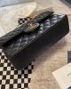 Chanel Classic Flap Handbag Grained Calfskin & Gold Metal