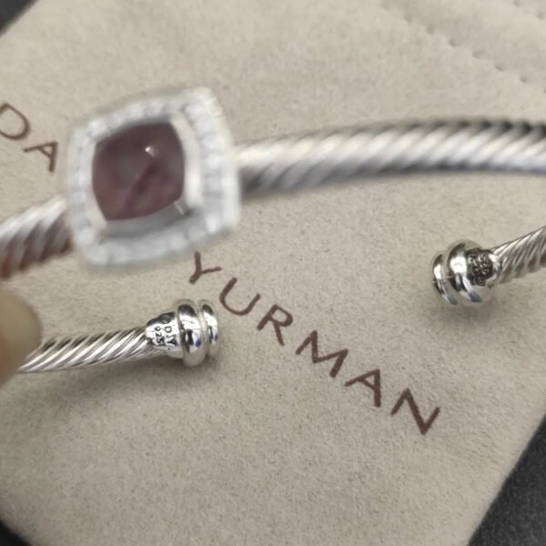 David Yurman  Sterling Silver Diamond Garnet 4mm Noblesse Cable Bracelet