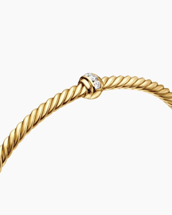 Classic Cablespira&reg; Station Bracelet 18K Yellow Gold with Diamonds, 3mm