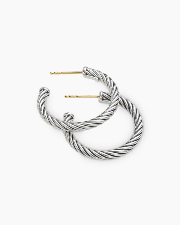 Cable Hoop Earrings Sterling Silver, 3/4in