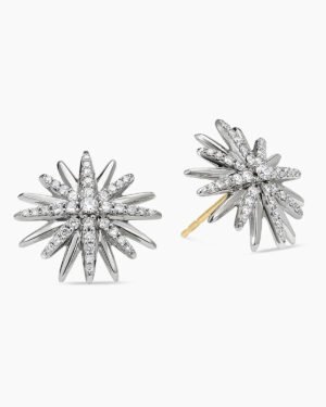 831391B2-BA0D-1EFA-87BE-B1B69B9A54AF.jpg Starburst Stud Earrings Sterling Silver with Diamonds, 19mm