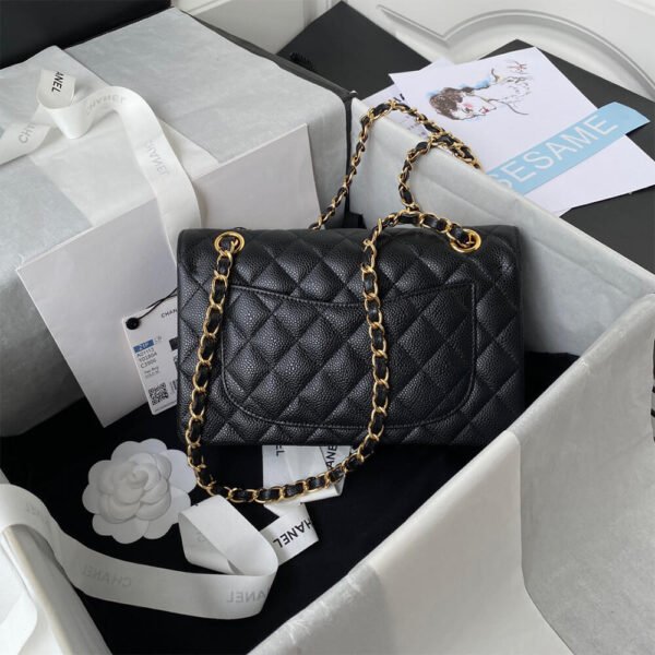 Chanel Small Classic Handbag Grained Calfskin & Gold-Tone Metal