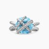 83ECF4D0-652B-C53B-06B6-D19C621A4075.jpg Cable Wrap Ring Sterling Silver with Blue Topaz and Diamonds - 6