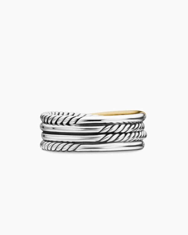 8414BB08-E600-36A4-858C-3FBFD052F392.jpg Crossover Band Ring Sterling Silver with 18K Yellow Gold, 6.8mm - 6