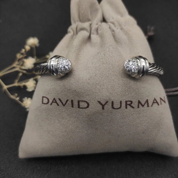 Classic Cable Bracelet Silver and  Half Diamonds 5 MM