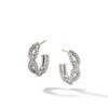 Cable Loop Hoop earrings in Sterling Silver with Pav&eacute; Diamonds