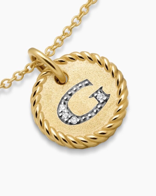 Initial Charm Necklace 18K Yellow Gold with Diamond G