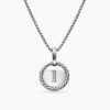 Initial Charm Necklace Sterling Silver with Diamond I