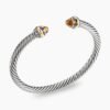 Classic Cable Bracelet Sterling Silver with 14K Yellow Gold and Citrine, 5mm
