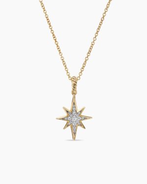Cable Collectibles North Star Necklace 18K Yellow Gold with Pave Diamonds, 21.6mm
