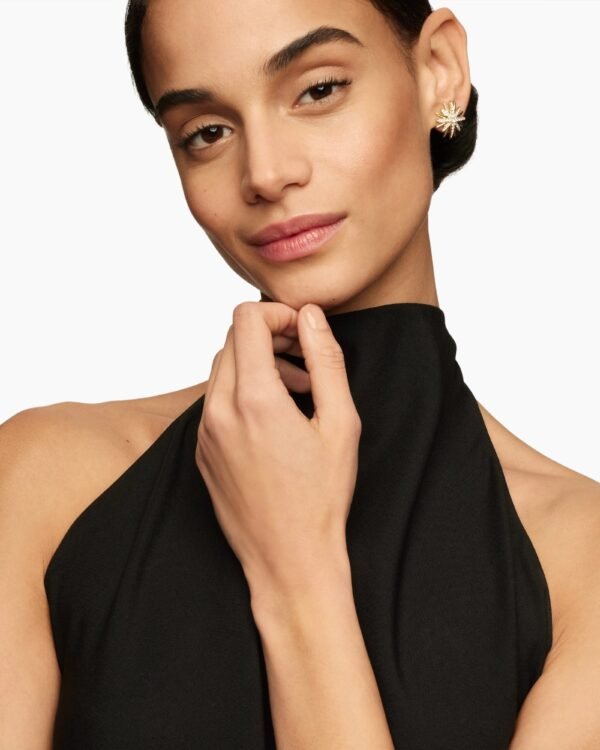 Starburst Stud Earrings 18K Yellow Gold with Diamonds, 19mm