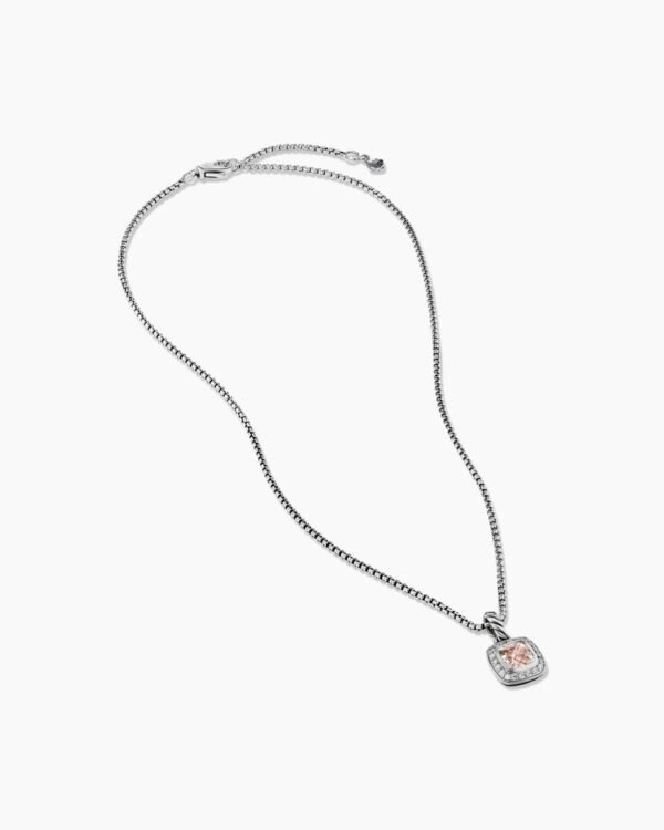 8532B178-D810-FD47-3101-C4EE6EE1737C.jpg Petite Albion Pendant Necklace Sterling Silver with Morganite and Diamonds, 7mm
