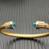 Cable Bracelet with Aquamarine & Diamond Accents  5mm