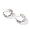 Cable Loop Hoop earrings in Sterling Silver with Pav&eacute; Diamonds
