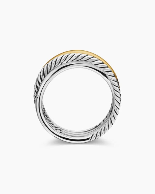 86472C6F-A40B-851E-002E-B8D4D958D7B6.jpg Crossover Band Ring Sterling Silver with 18K Yellow Gold, 6.8mm - 6