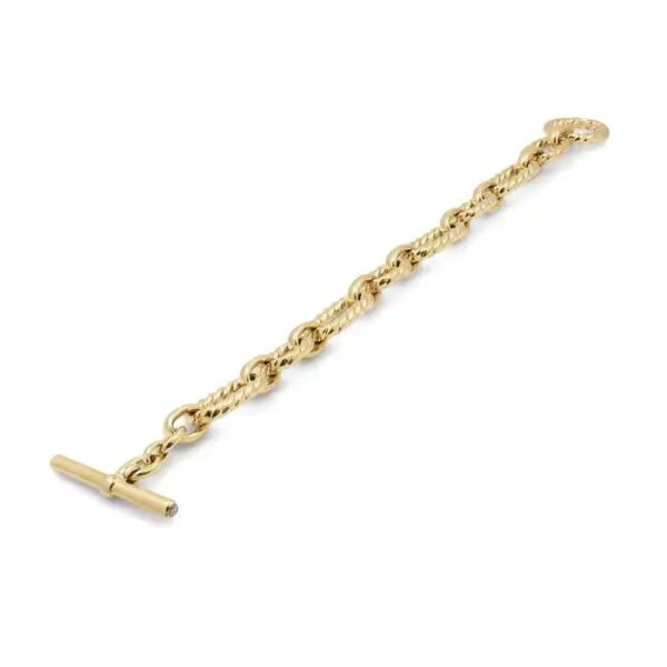 David Yurman Yellow Gold and Diamond Cushion Link Bracelet