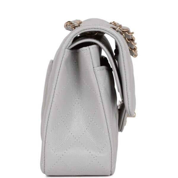 Small Classic Double Flap Grey Caviar Light Gold Hardware