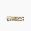 Crossover Band Ring Sterling Silver with 18K Yellow Gold - 6