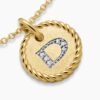 Initial Charm Necklace 18K Yellow Gold with Diamond D