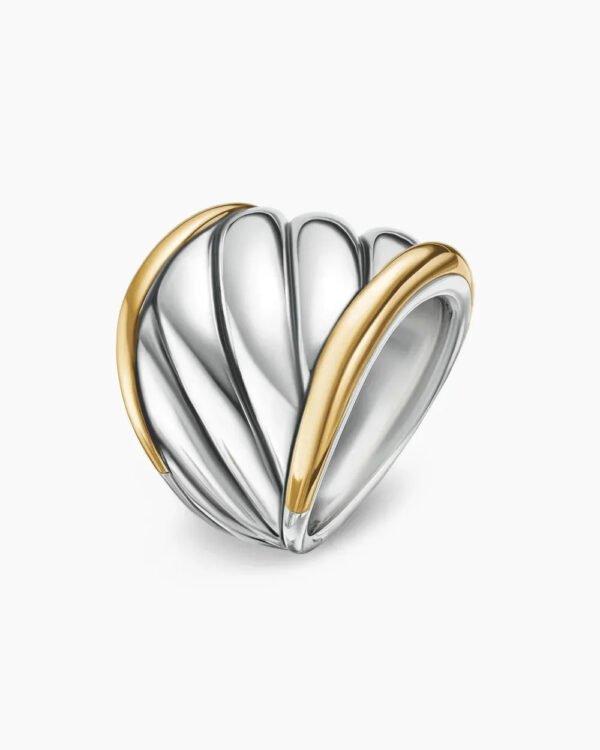 87BBB29B-F9CD-8AD3-4AB3-27ACE05051B4.jpg Sculpted Cable Saddle Ring Sterling Silver with 18K Yellow Gold - 6