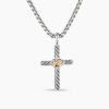 880071F4-F6AC-0AC8-F42E-E9AA85A9271E.jpg Petite X Cross Necklace Sterling Silver with 14K Yellow Gold, 24mm