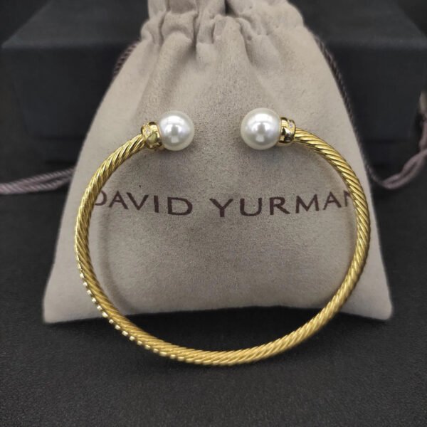 Solari Cablespira&reg; Bracelet 18K Yellow Gold with Pearls and Diamonds, 3mm