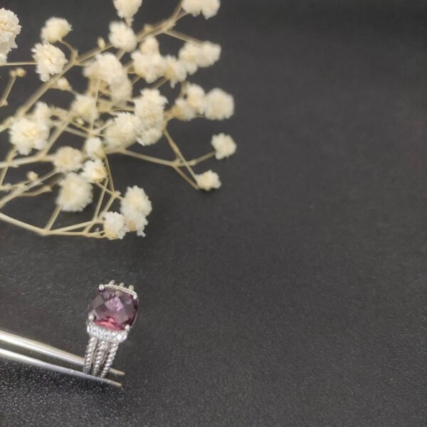 886CEEF4-1576-D489-0B8D-76A2C10944E2.jpg Petite Wheaton® Ring Sterling Silver with Amethyst and Diamonds, 10mm - 6